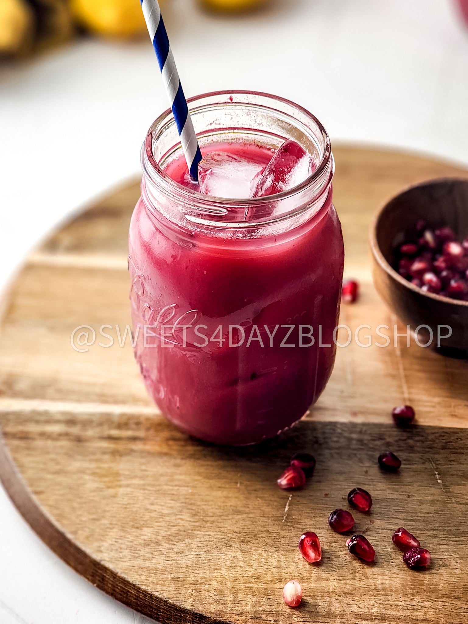 Homemade Pomegranate Juice on Rhombus