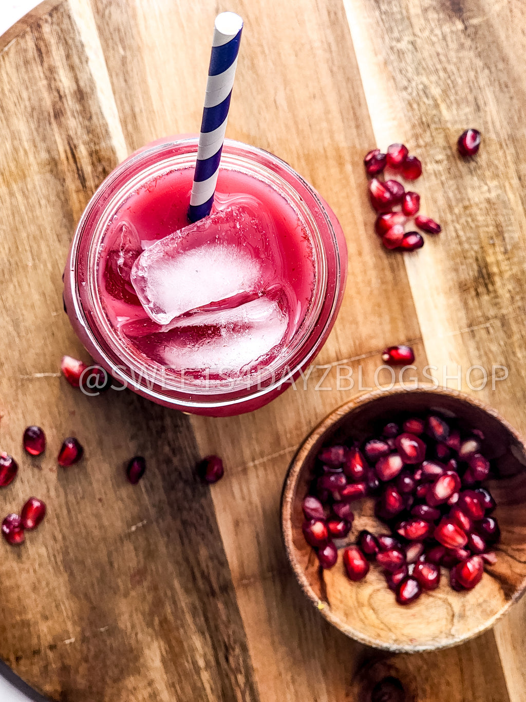 Homemade Pomegranate Juice on Rhombus