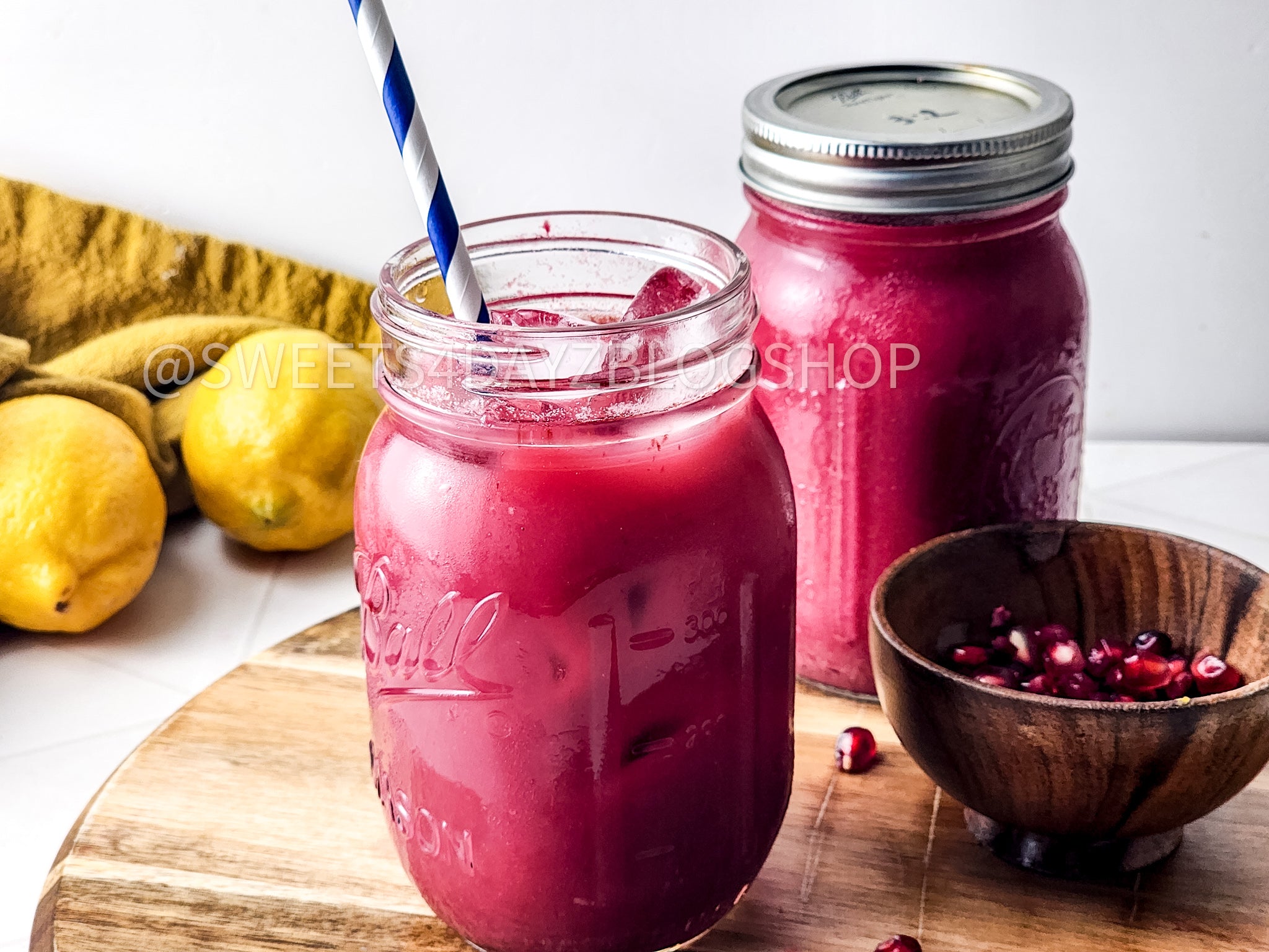 Homemade Pomegranate Juice on Rhombus