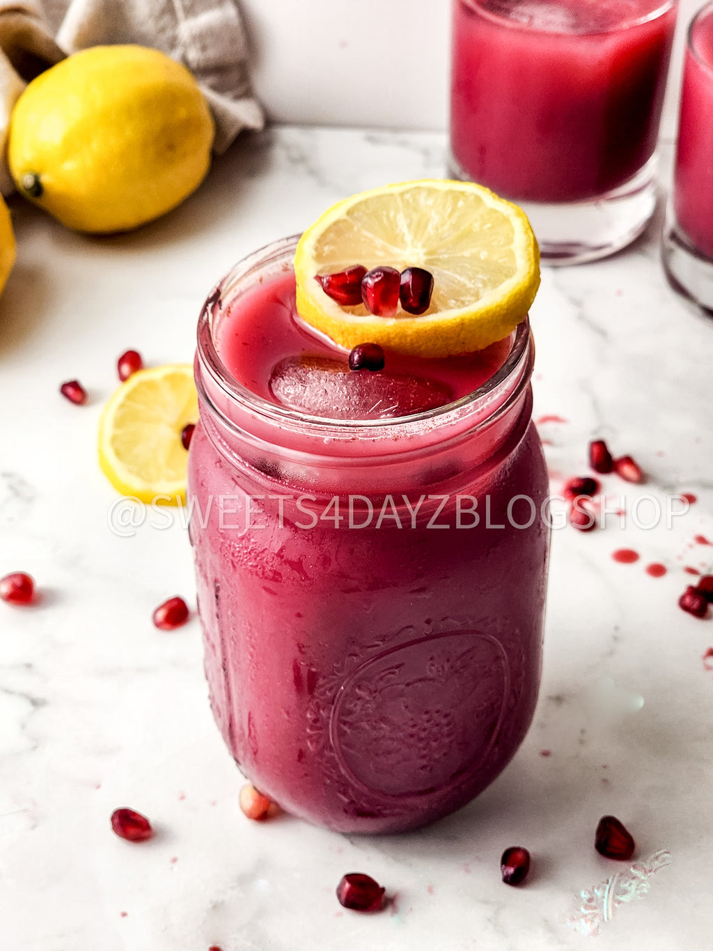 Homemade Pomegranate Juice on Marble
