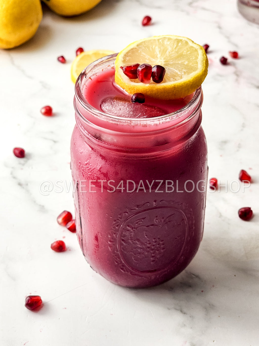 Homemade Pomegranate Juice on Marble