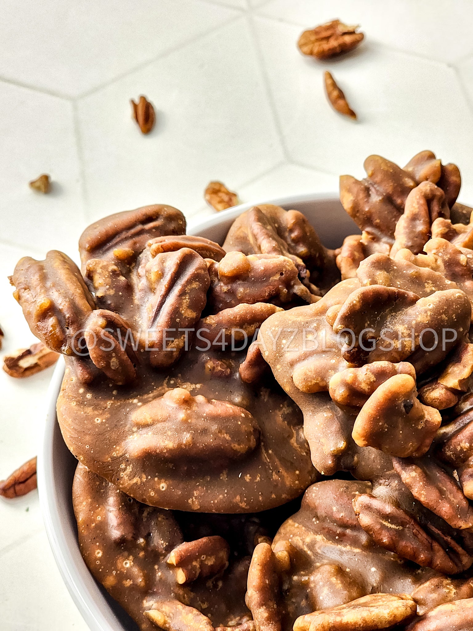 Homemade Pecan Pralines on Rhombus