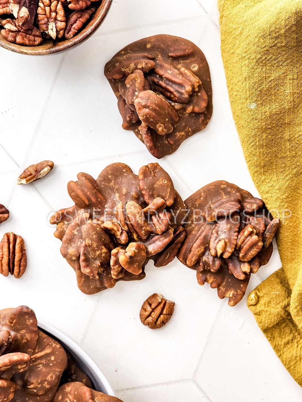 Homemade Pecan Pralines on Rhombus