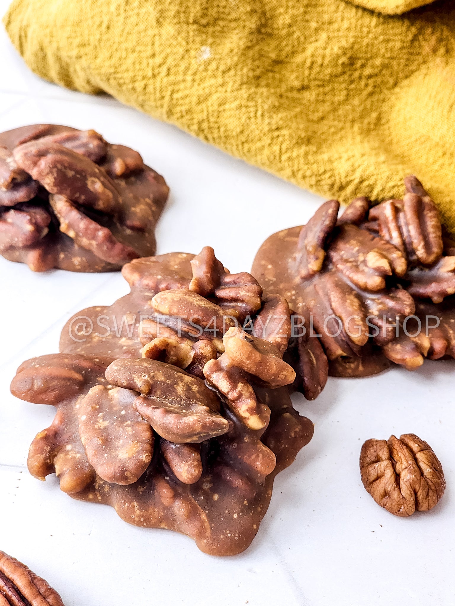 Homemade Pecan Pralines on Rhombus
