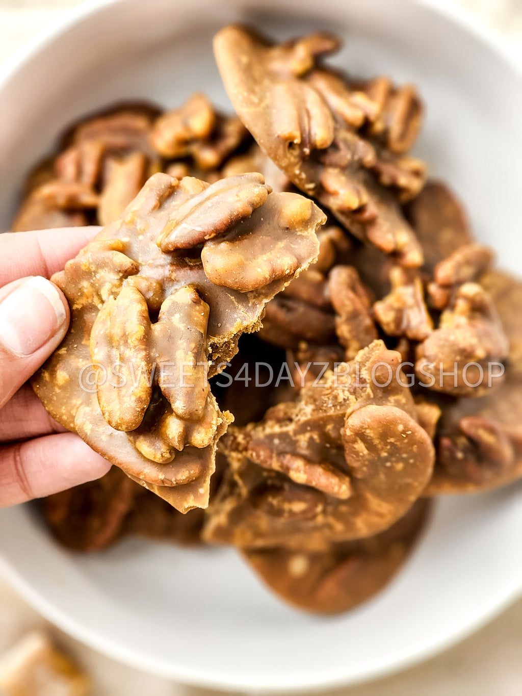 Homemade Pecan Pralines on Rhombus
