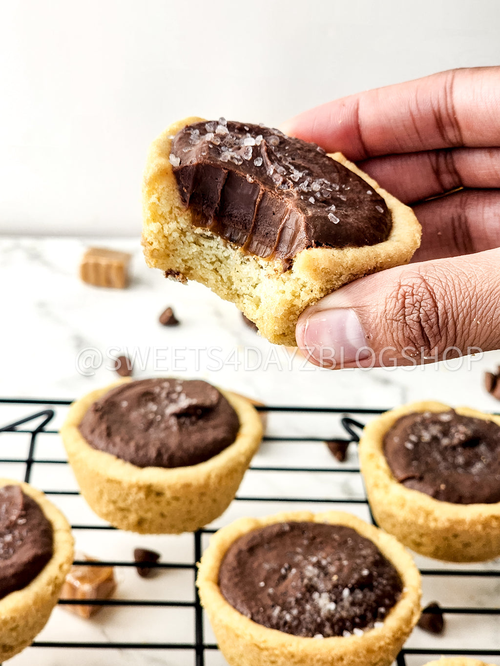 Twix Cookie Cups on Marble