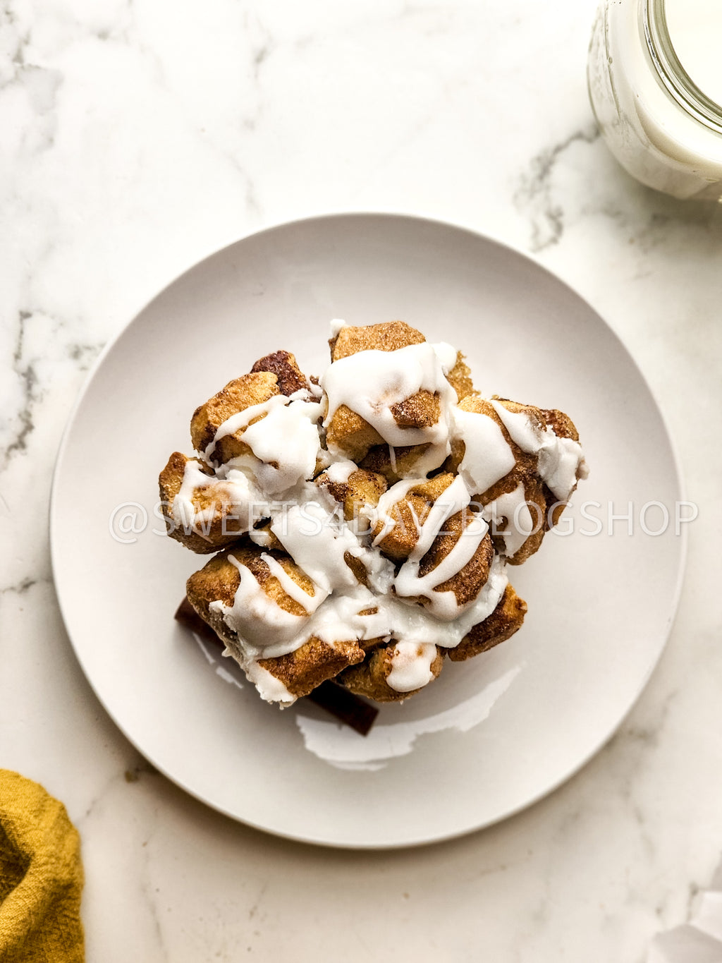 Cinnamon Monkey Bread Muffins on Marble