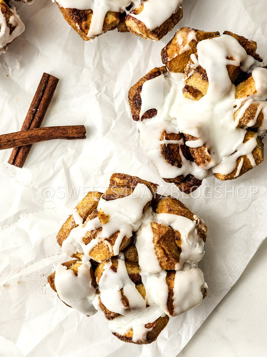 Cinnamon Monkey Bread Muffins on Marble