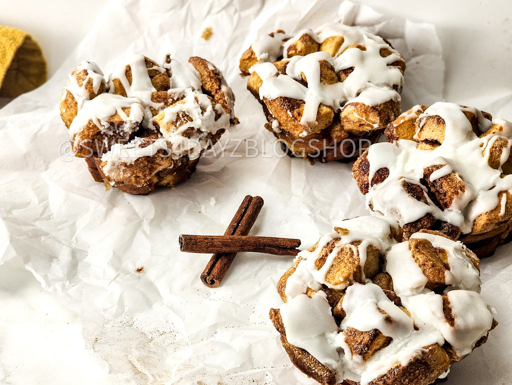 Cinnamon Monkey Bread Muffins on Marble
