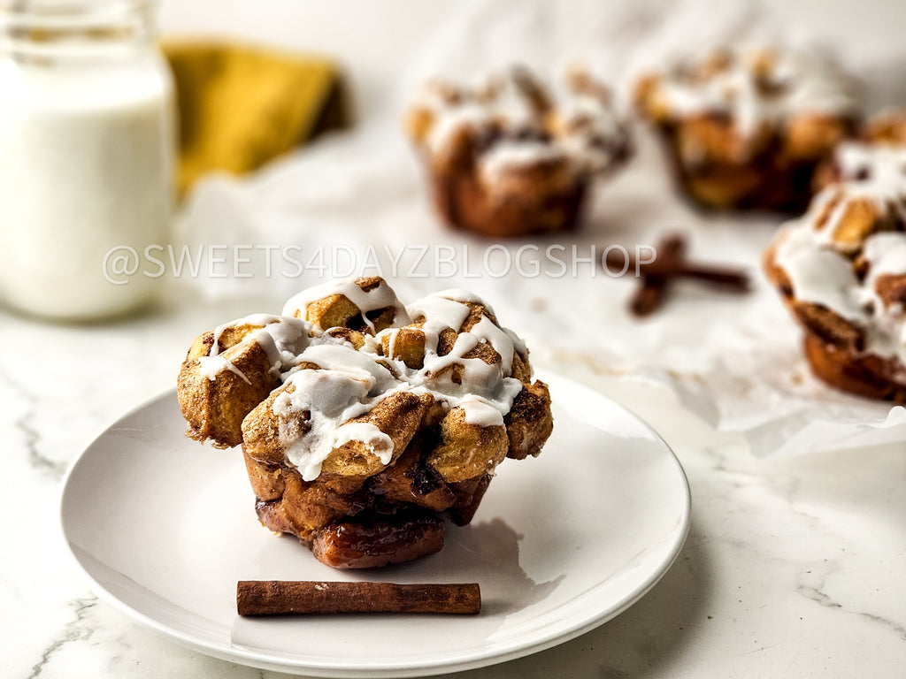 Cinnamon Monkey Bread Muffins on Marble