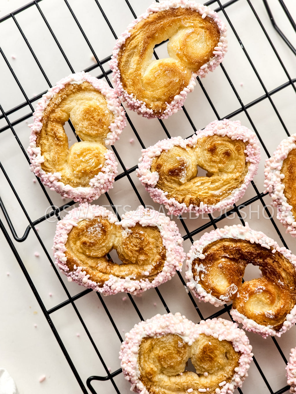 Heart Palmier Cookies on White