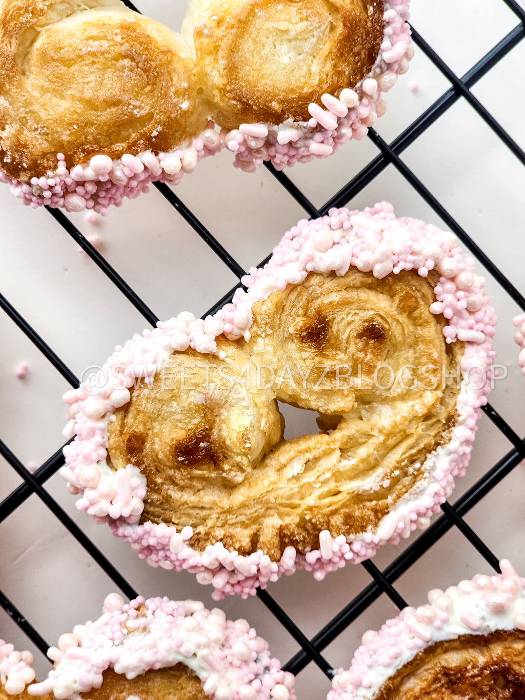 Heart Palmier Cookies on White
