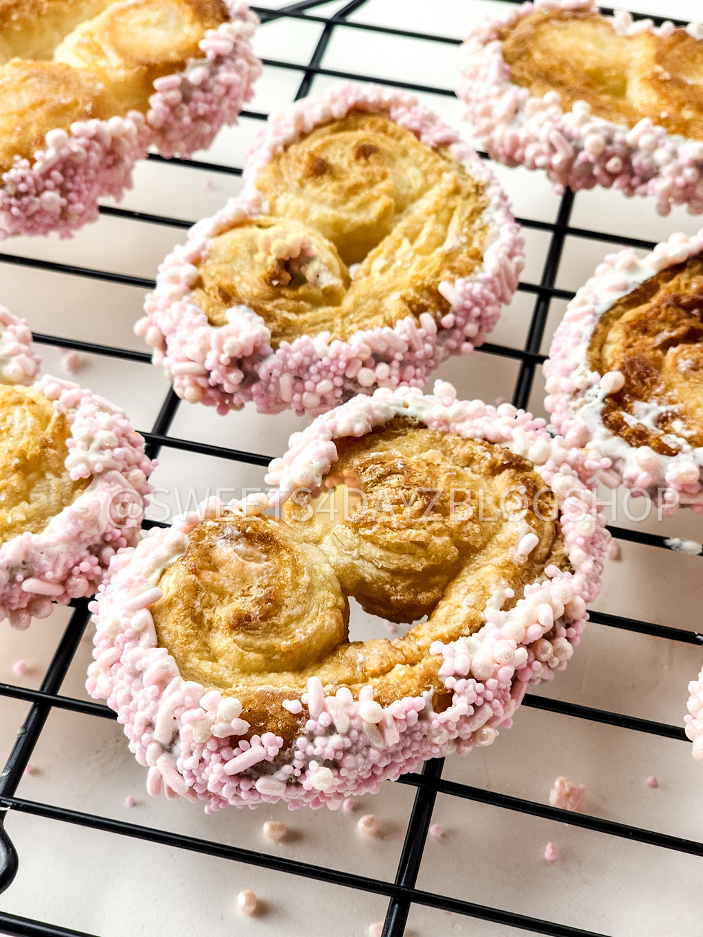 Heart Palmier Cookies on White
