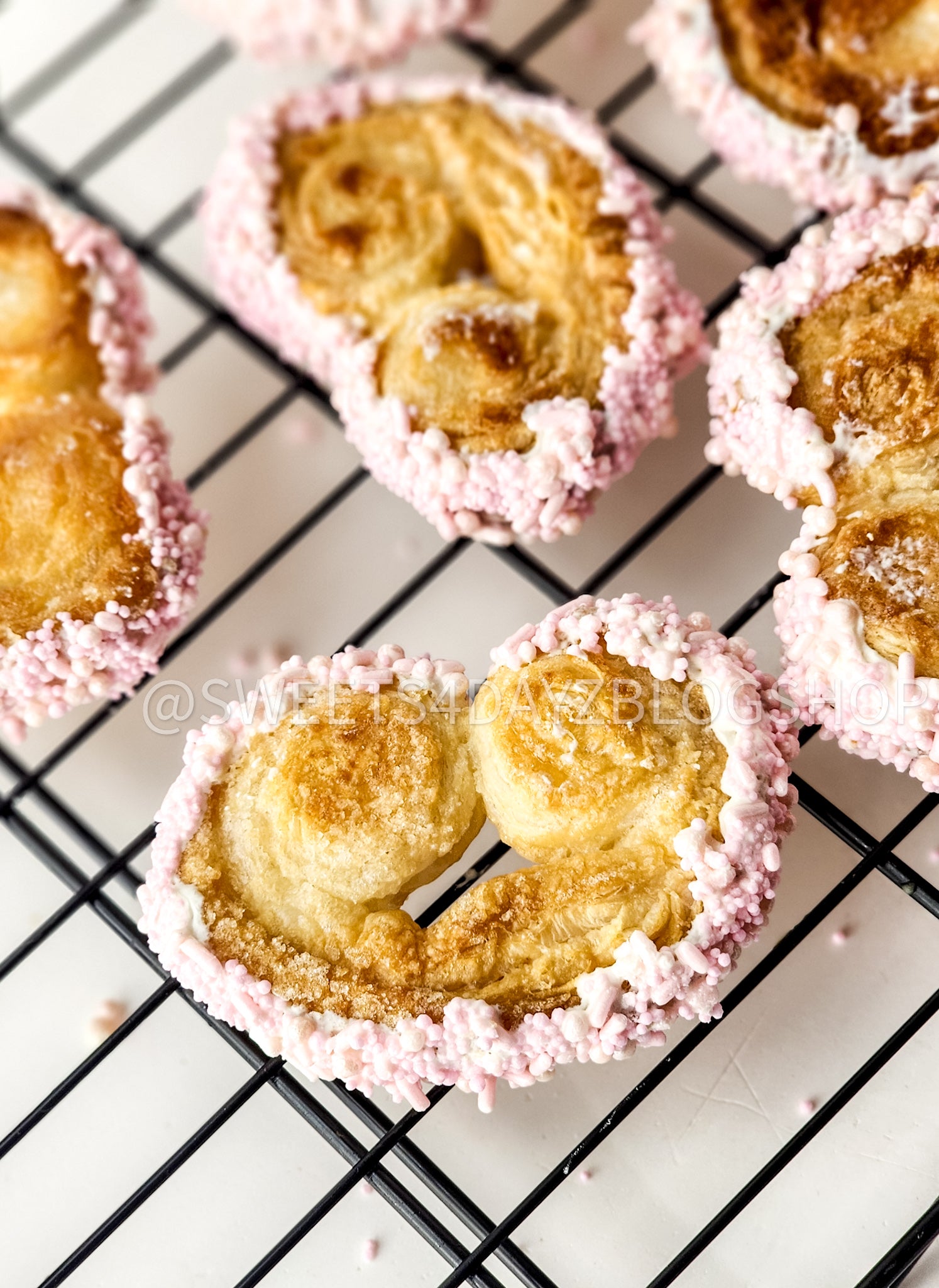 Heart Palmier Cookies on White