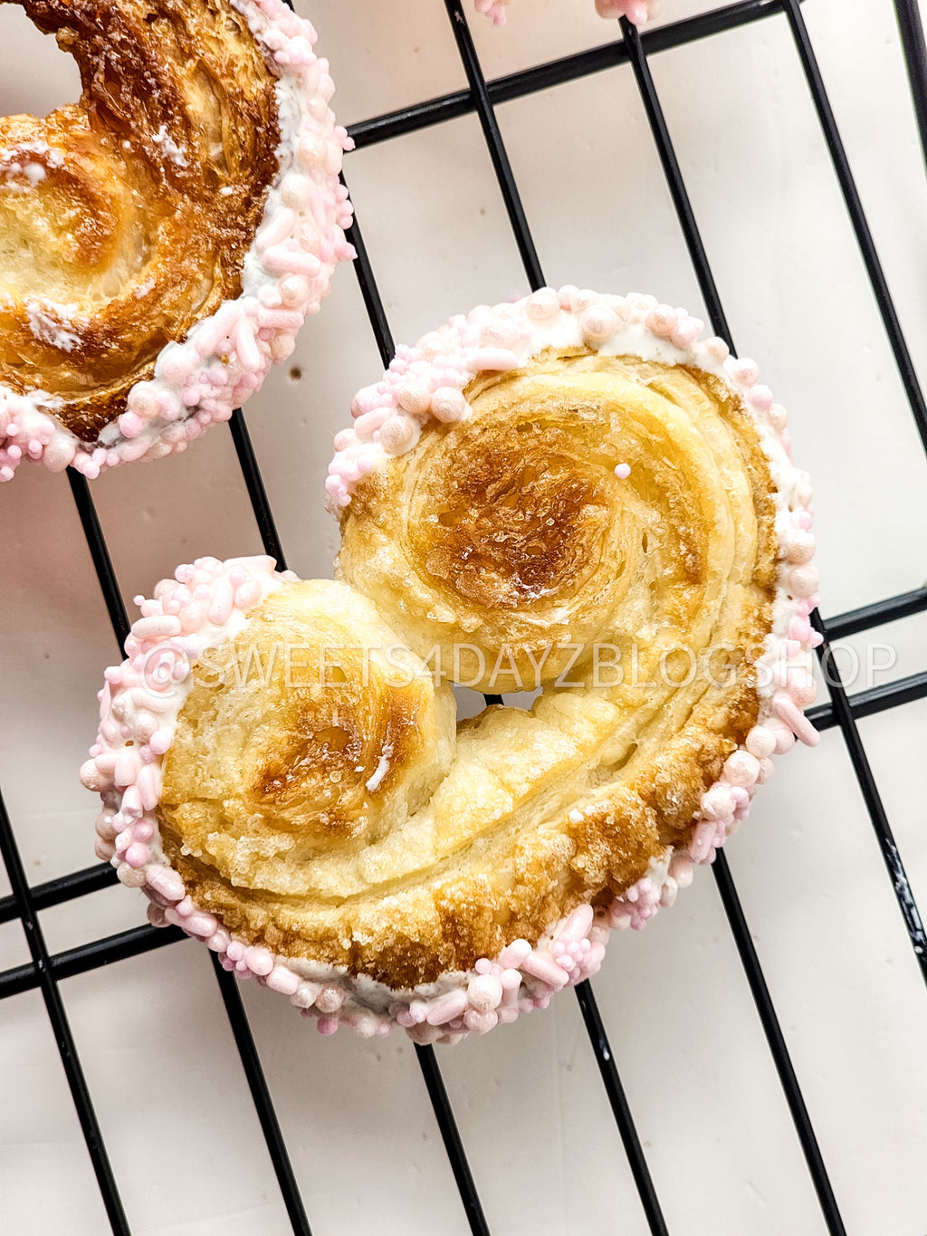 Heart Palmier Cookies on White