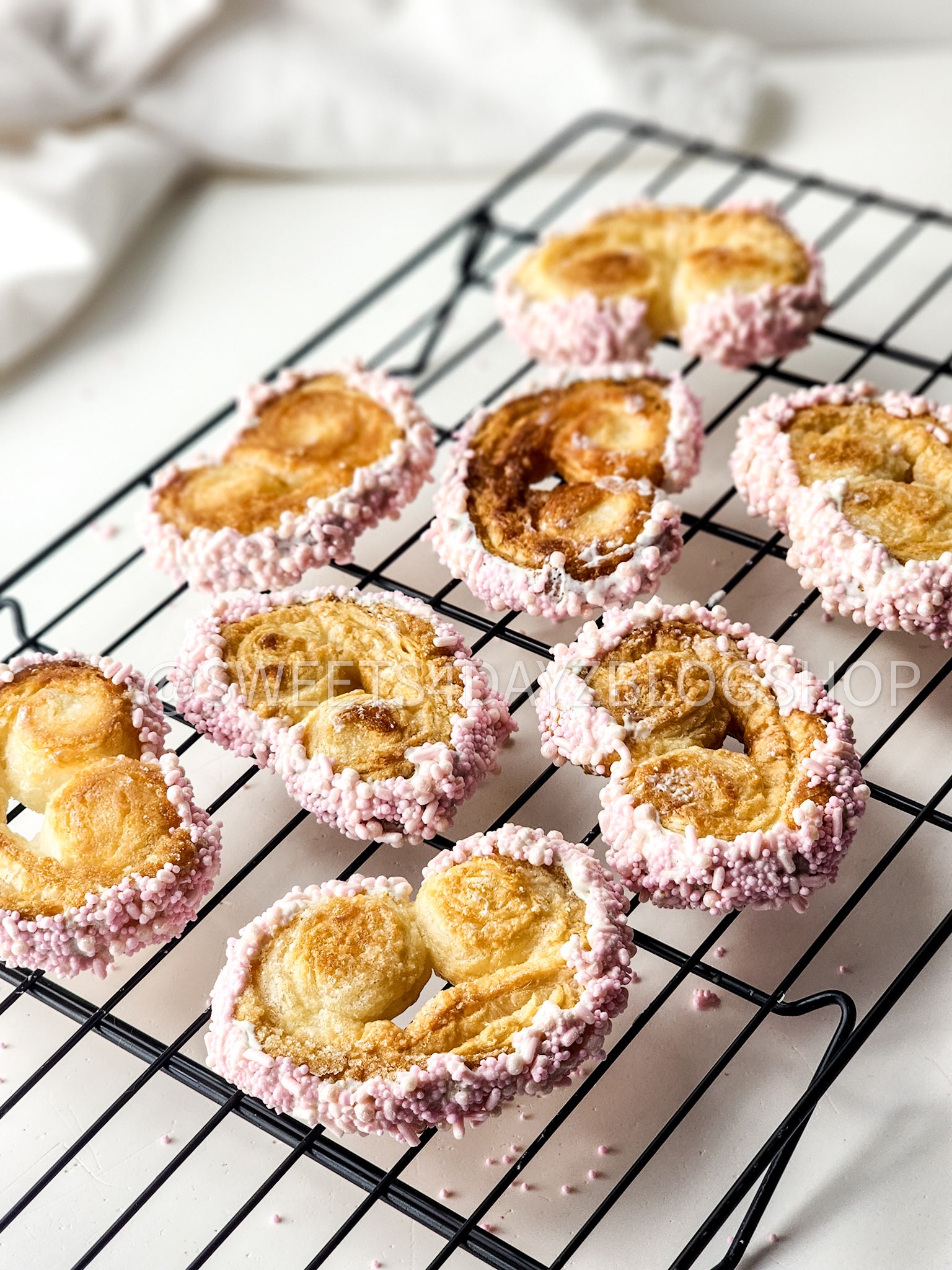 Heart Palmier Cookies on White