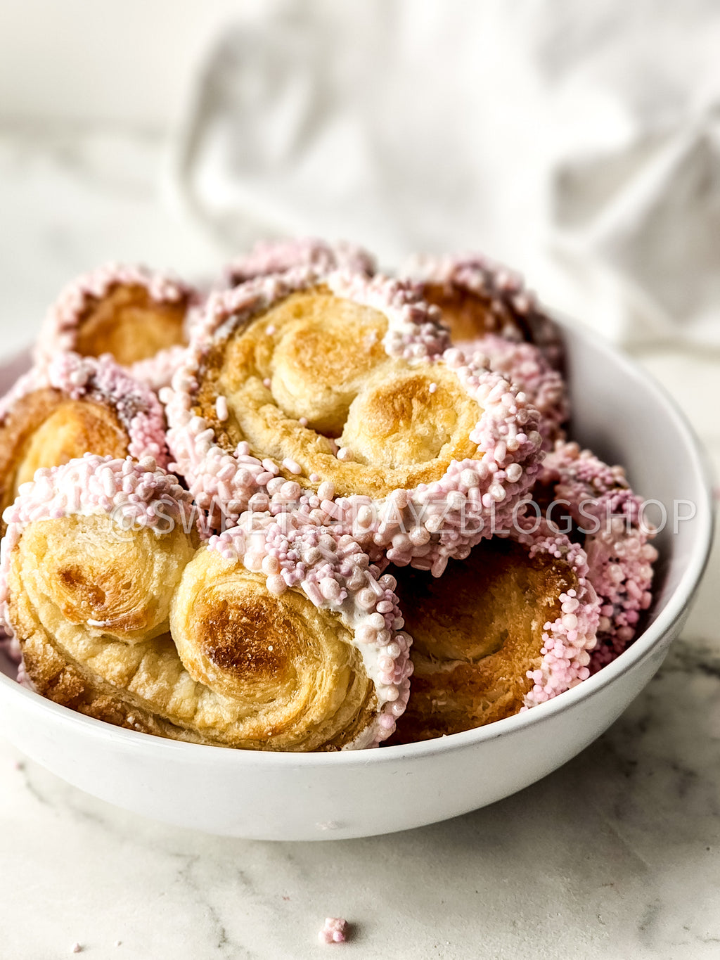 Heart Palmier Cookies on Marble