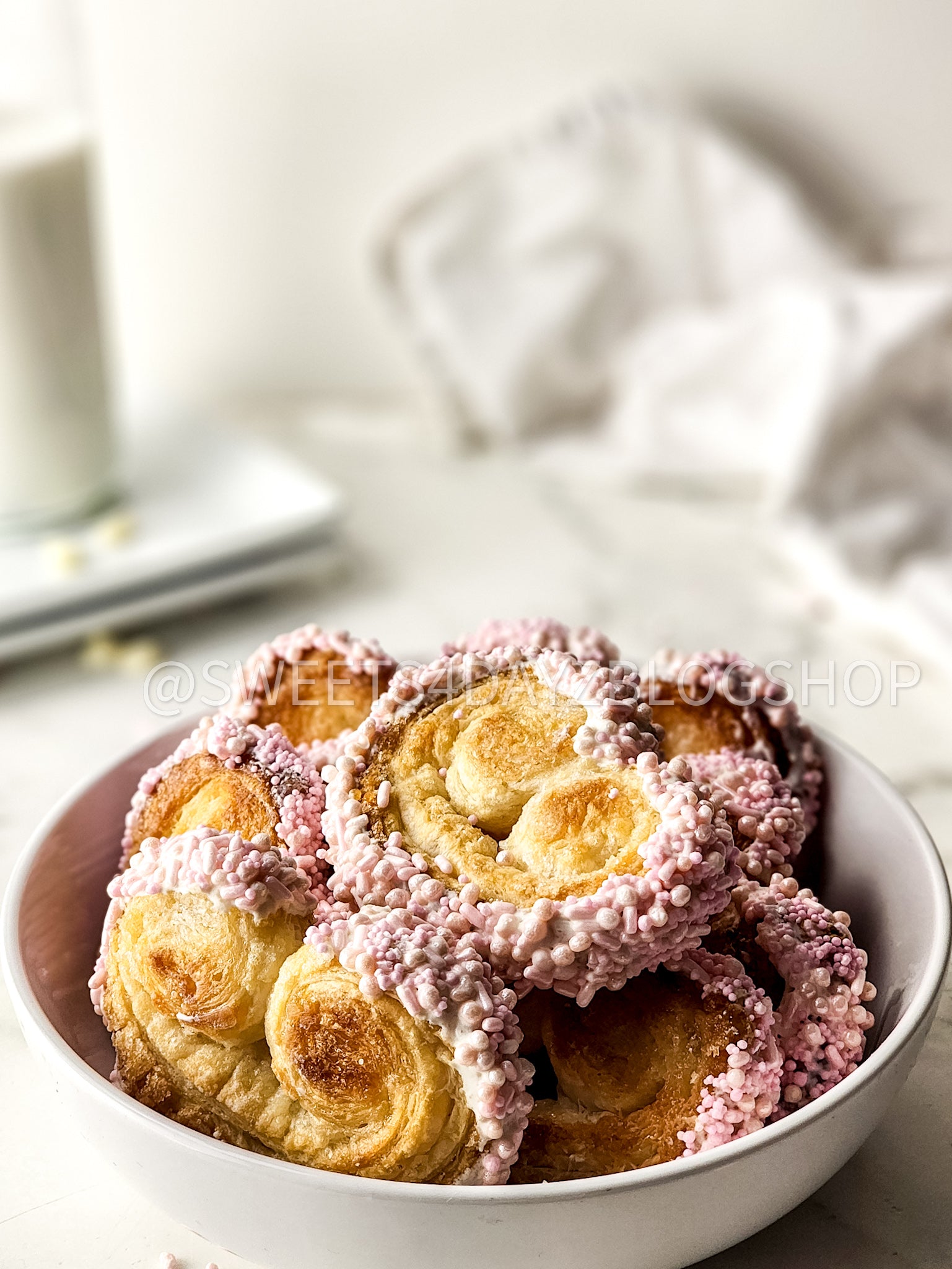 Heart Palmier Cookies on Marble