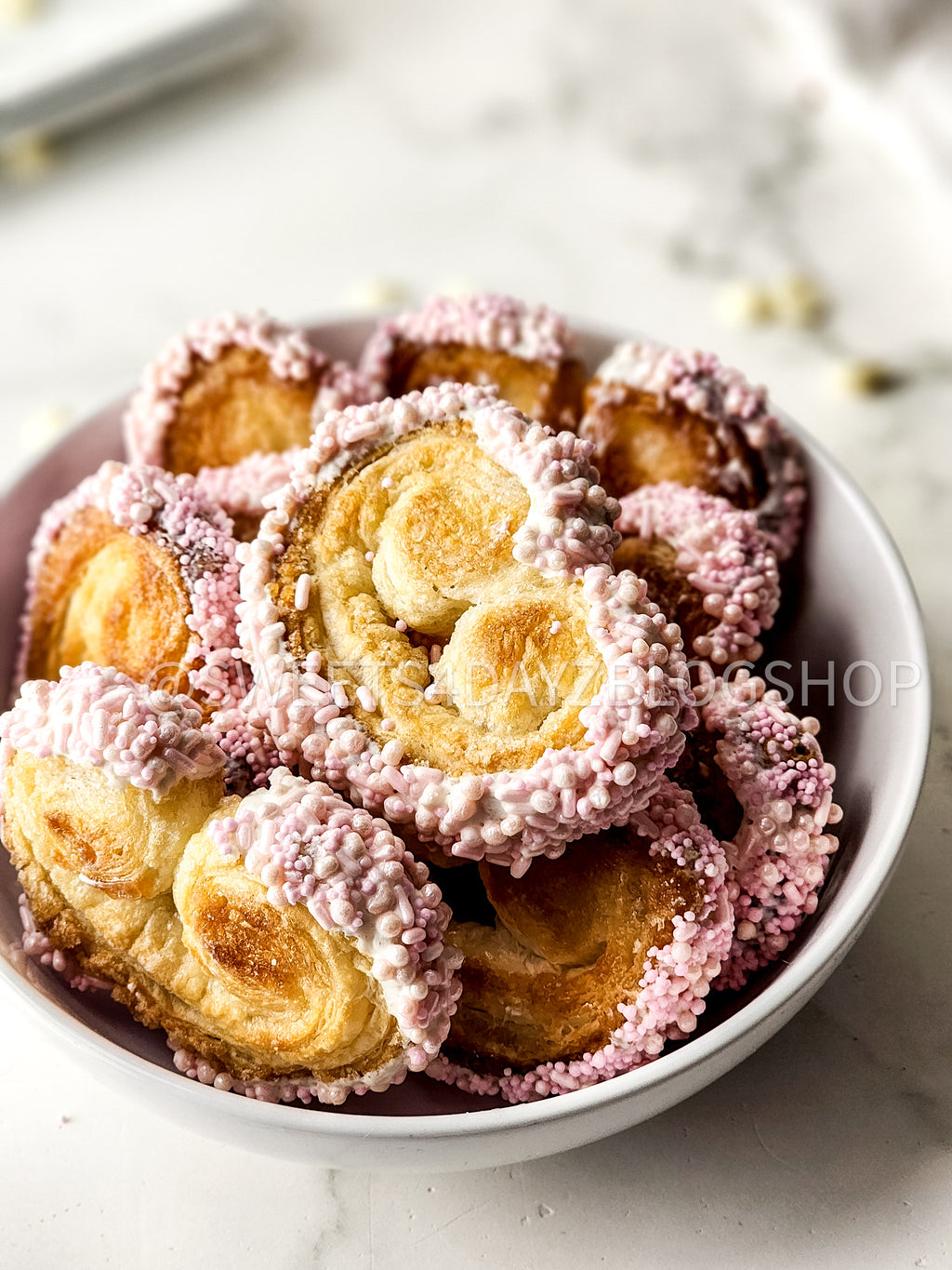 Heart Palmier Cookies on Marble