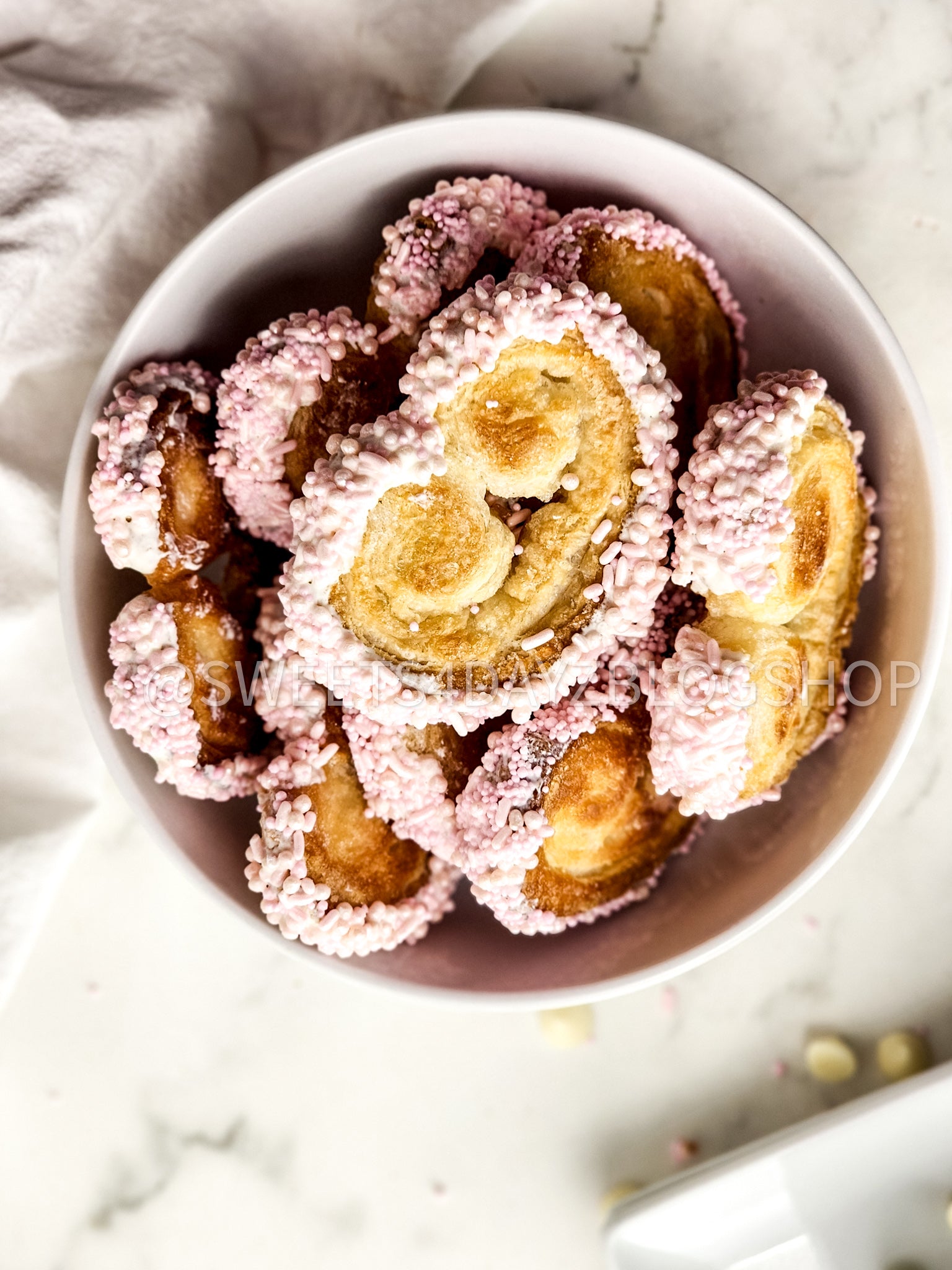 Heart Palmier Cookies on Marble