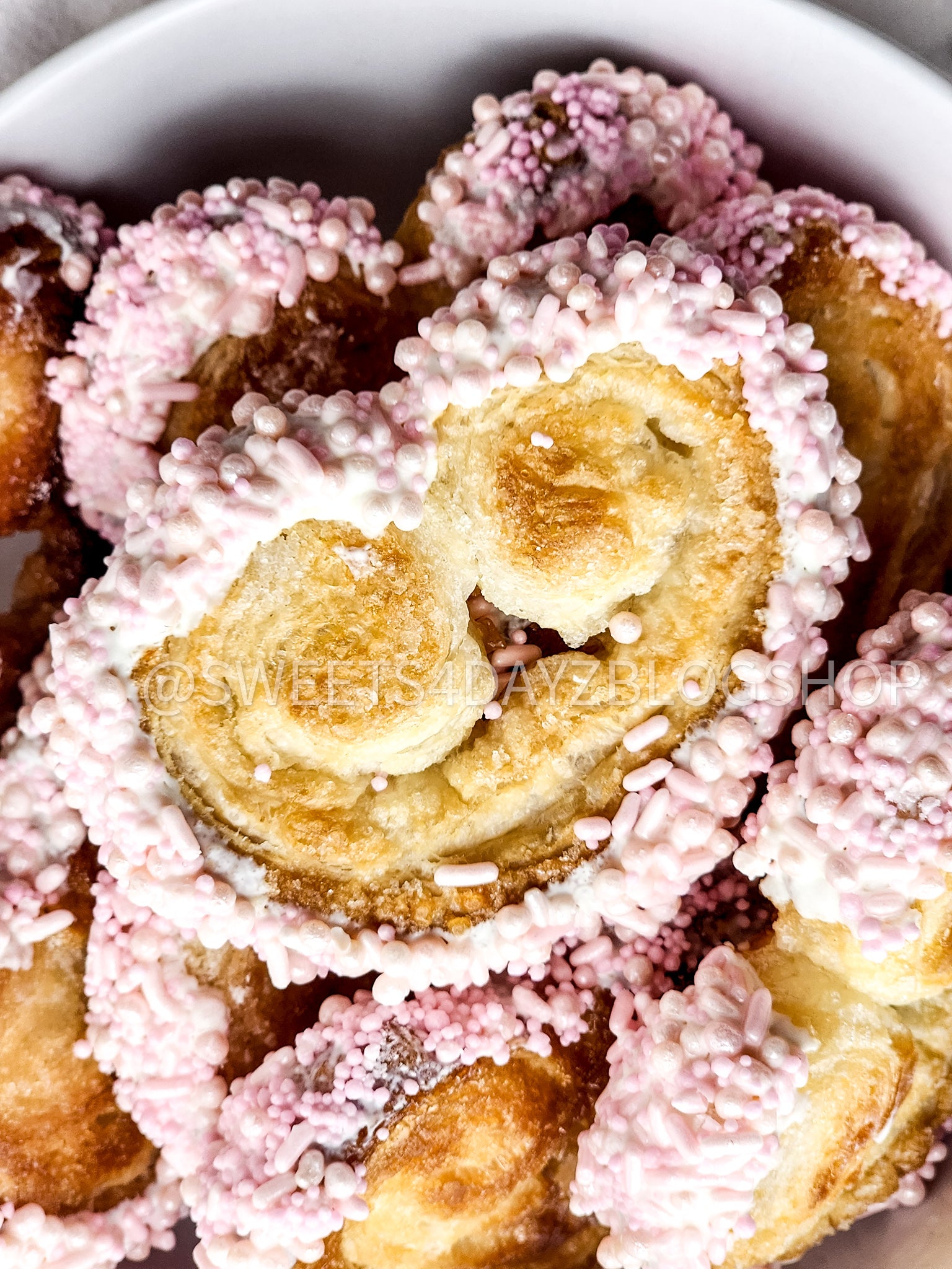 Heart Palmier Cookies on Marble