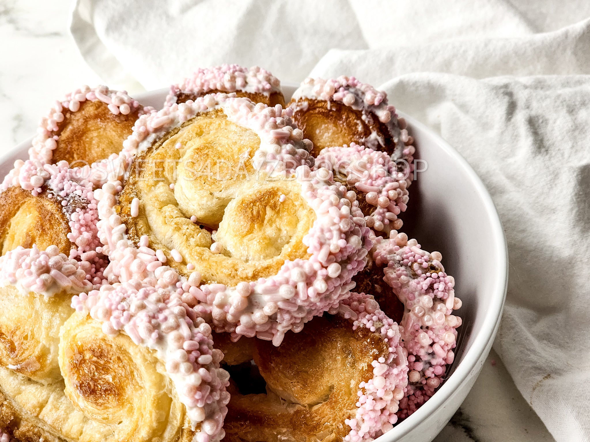 Heart Palmier Cookies on Marble