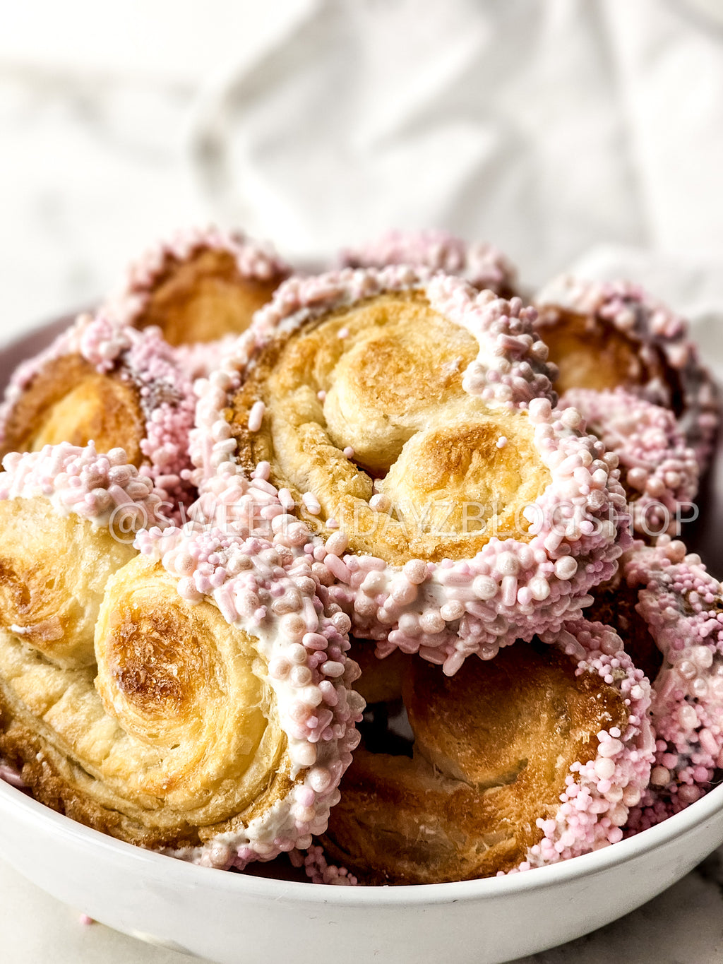 Heart Palmier Cookies on Marble