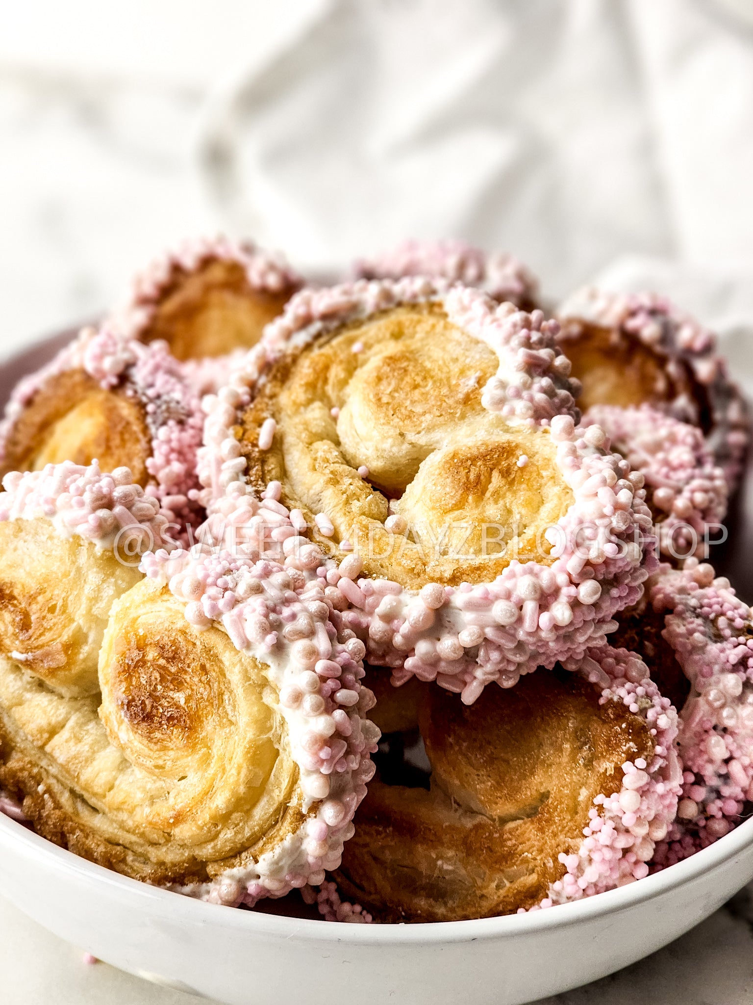 Heart Palmier Cookies on Marble