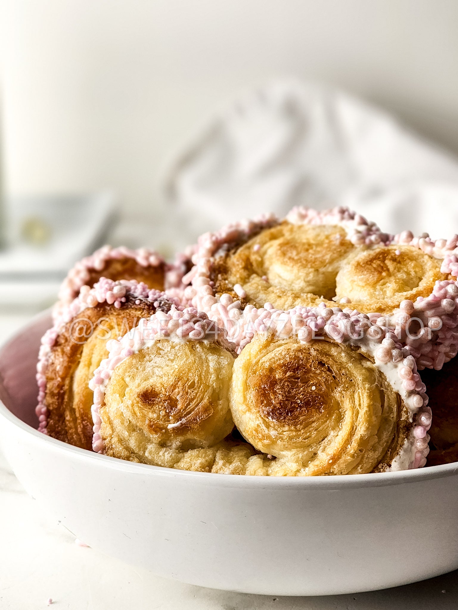 Heart Palmier Cookies on Marble