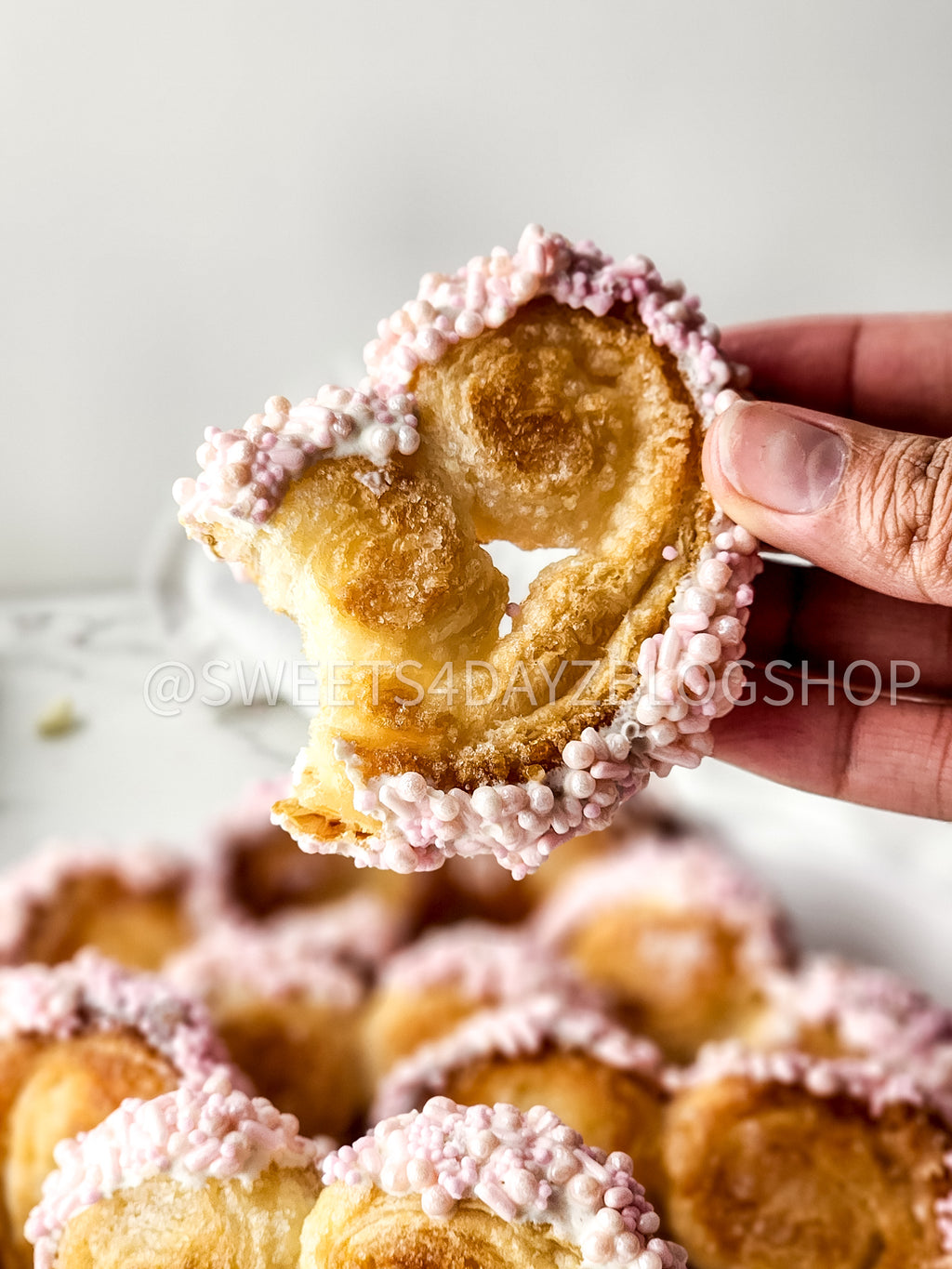 Heart Palmier Cookies on Marble