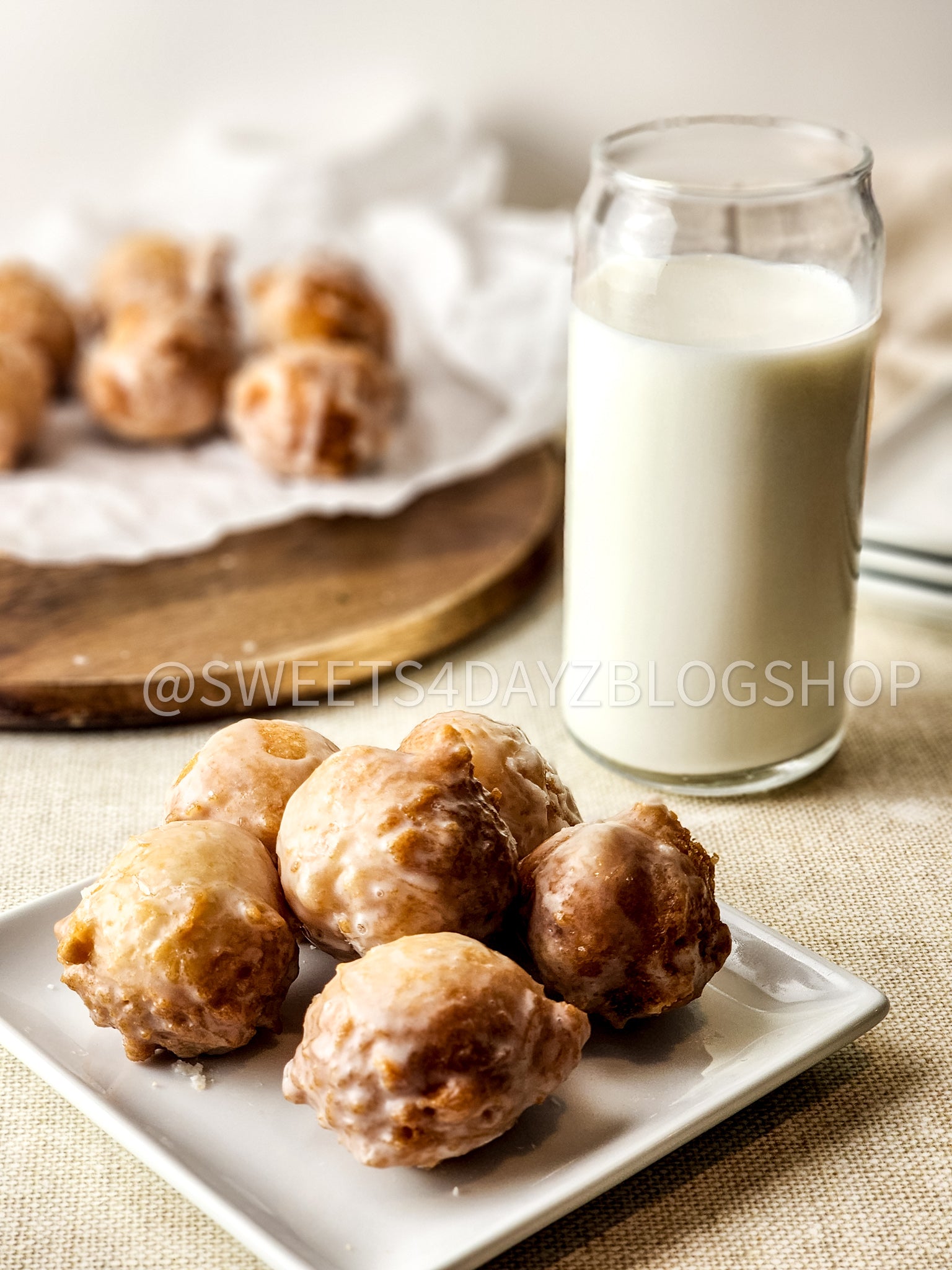 Copycat Dunkin Glazed Munchkins on Linen