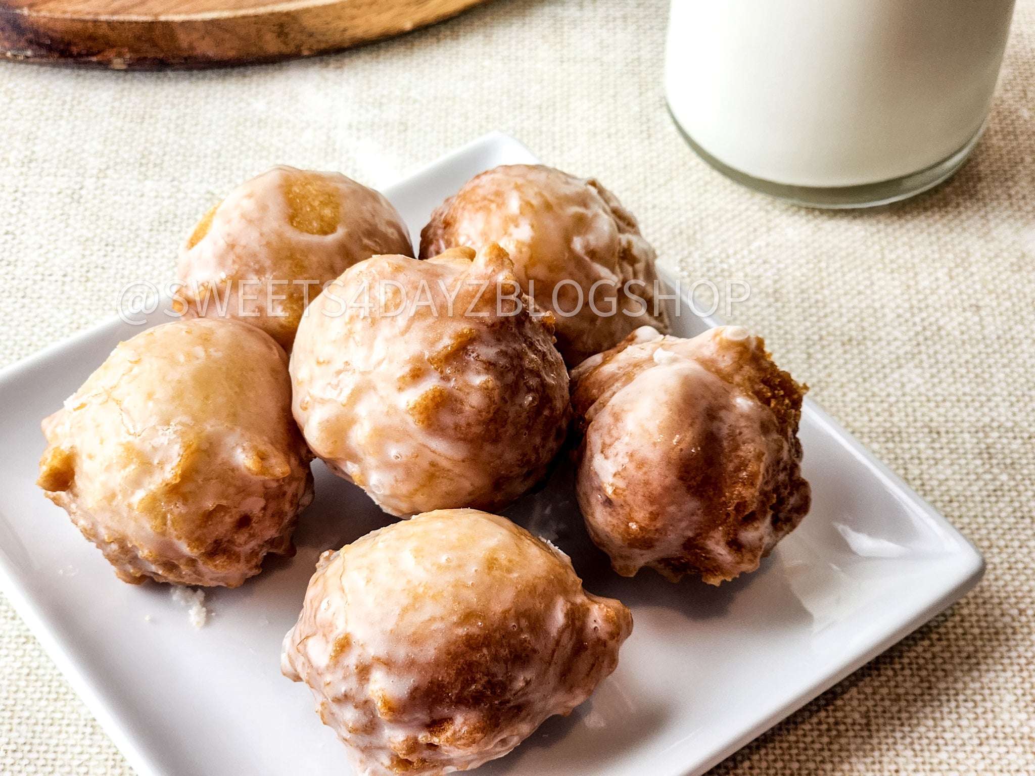 Copycat Dunkin Glazed Munchkins on Linen