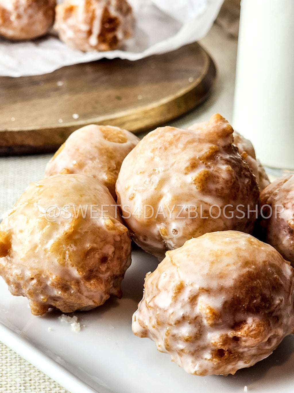 Copycat Dunkin Glazed Munchkins on Linen
