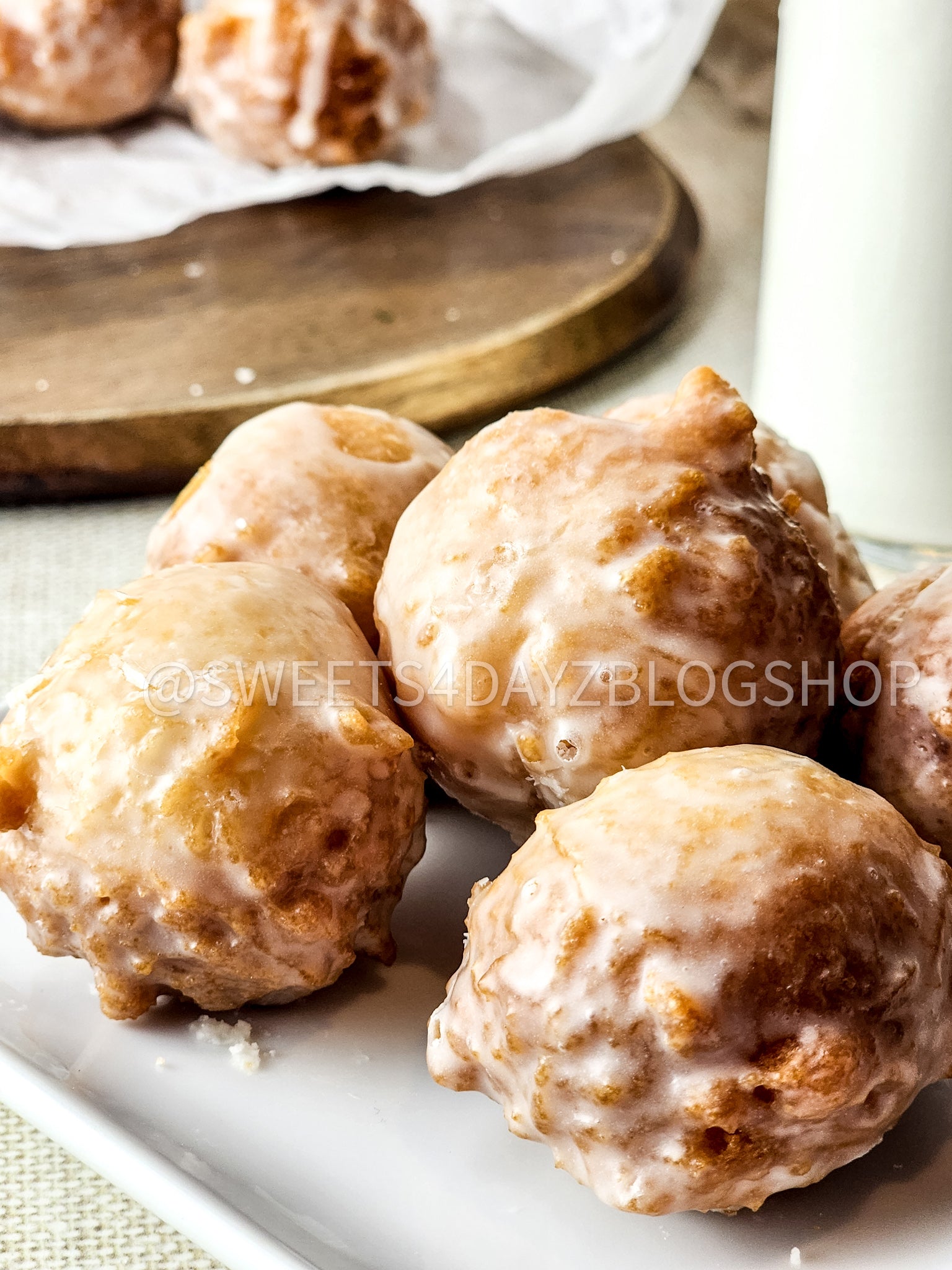 Copycat Dunkin Glazed Munchkins on Linen