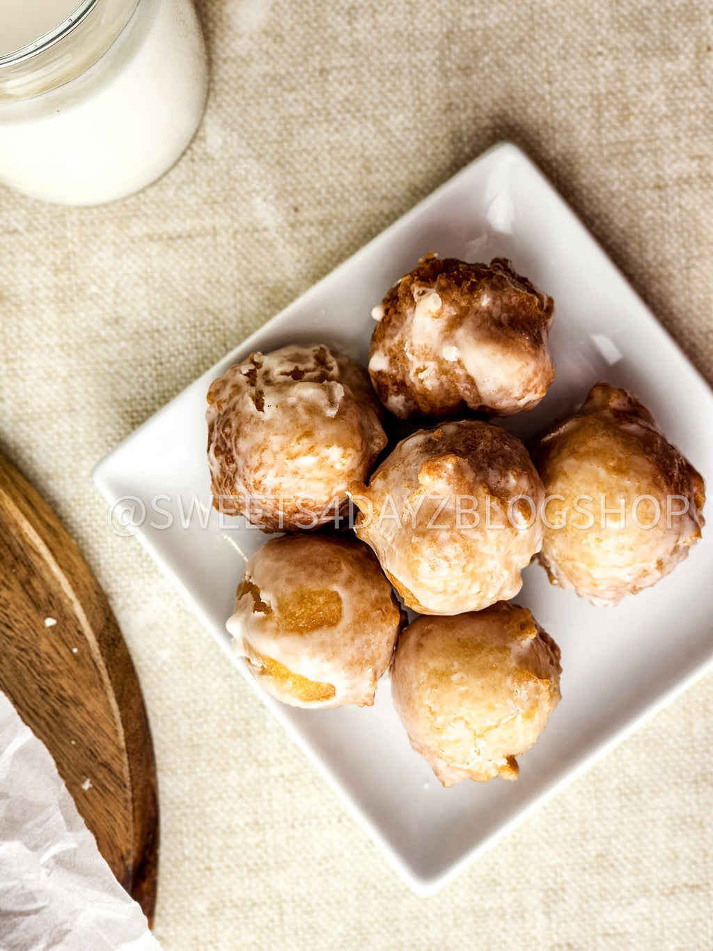 Copycat Dunkin Glazed Munchkins on Linen