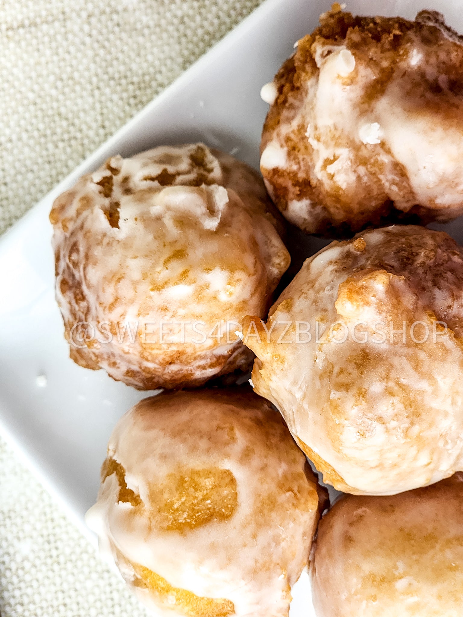 Copycat Dunkin Glazed Munchkins on Linen