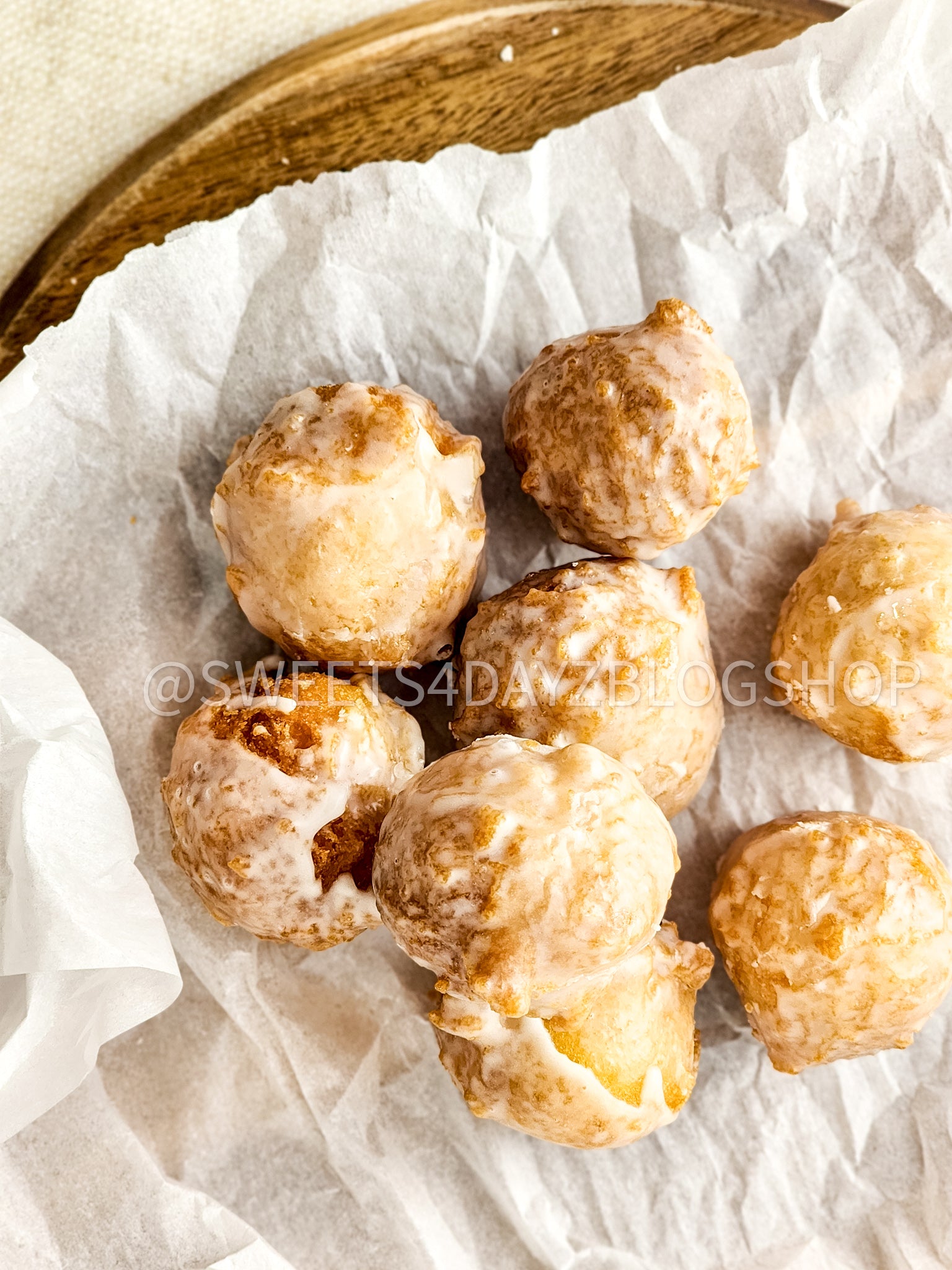 Copycat Dunkin Glazed Munchkins on Linen