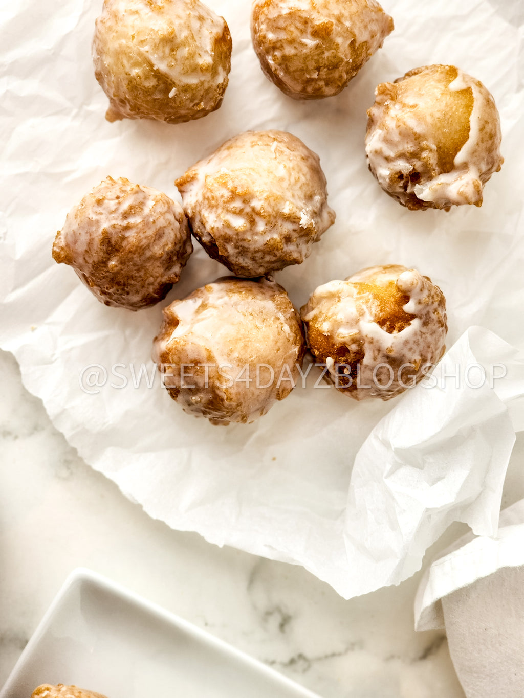 Copycat Dunkin Glazed Munchkins on Marble