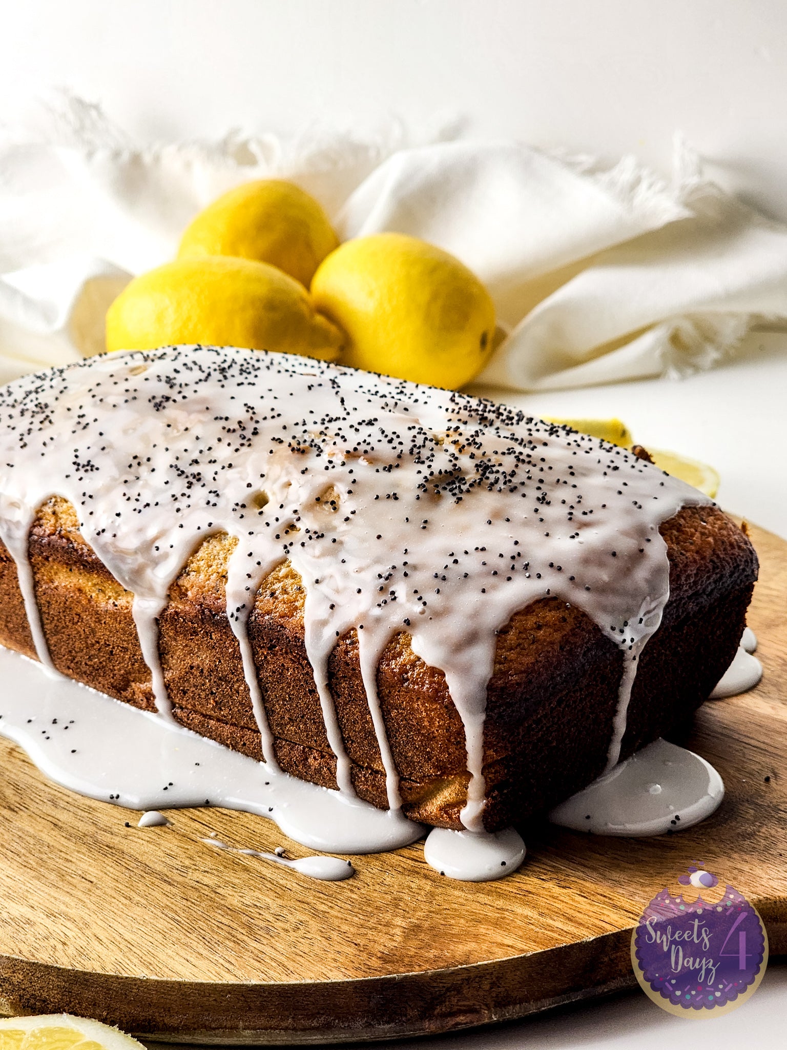 Lemon Poppyseed Loaf on White