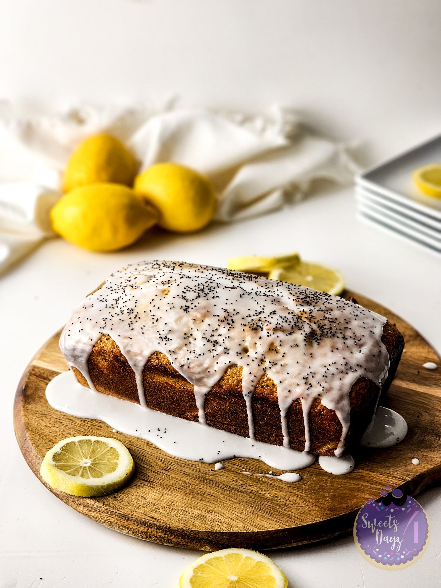 Lemon Poppyseed Loaf on White