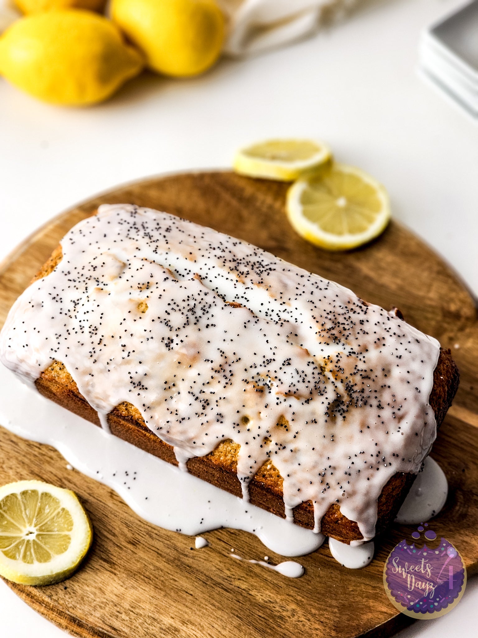 Lemon Poppyseed Loaf on White