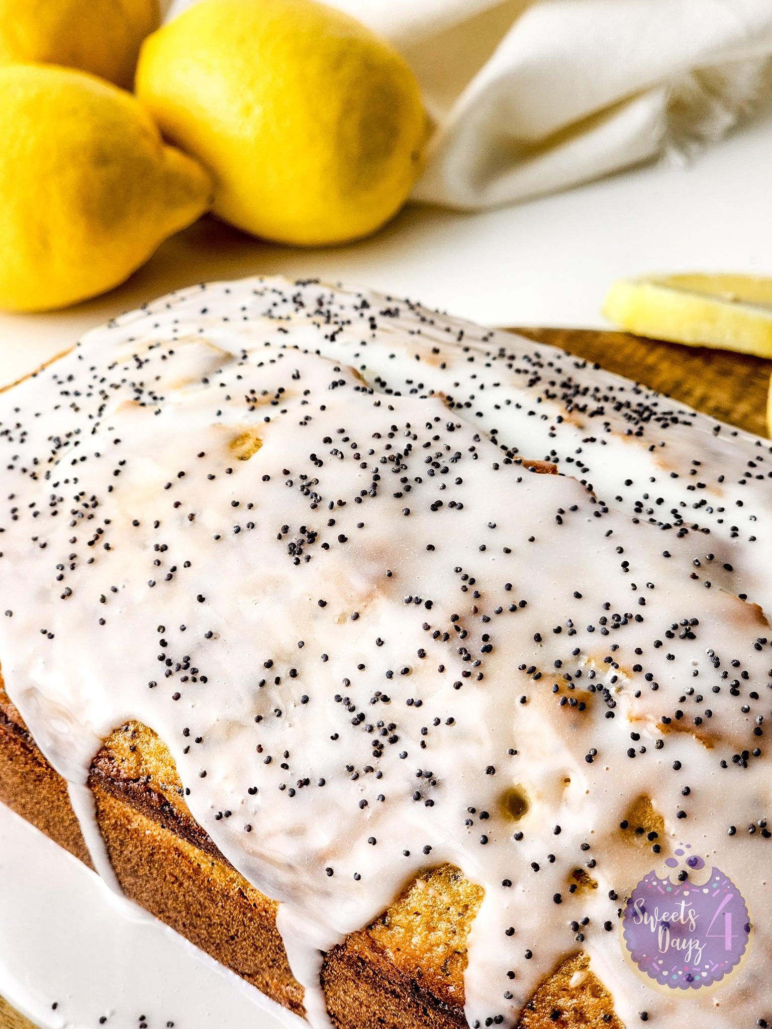 Lemon Poppyseed Loaf on White