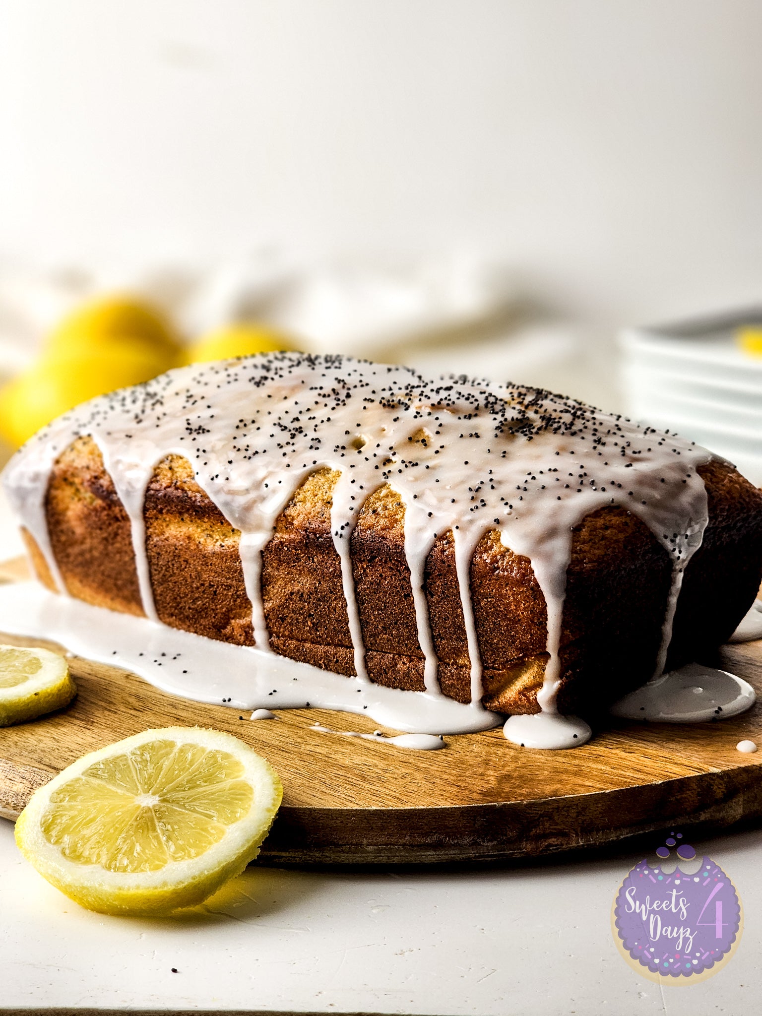 Lemon Poppyseed Loaf on White