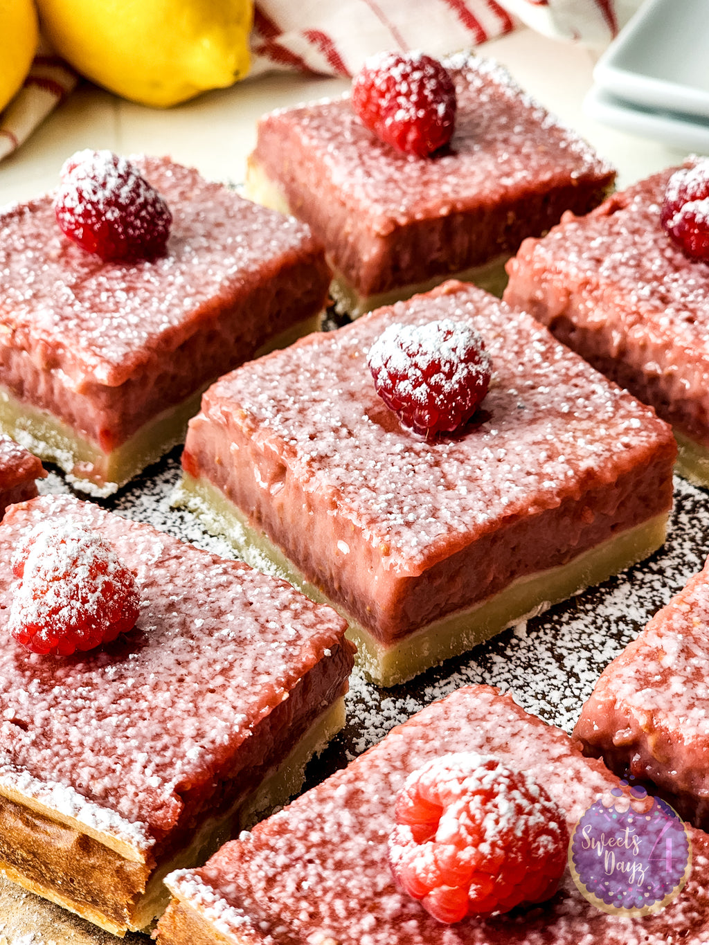 Raspberry Lemon Bars on Rhombus