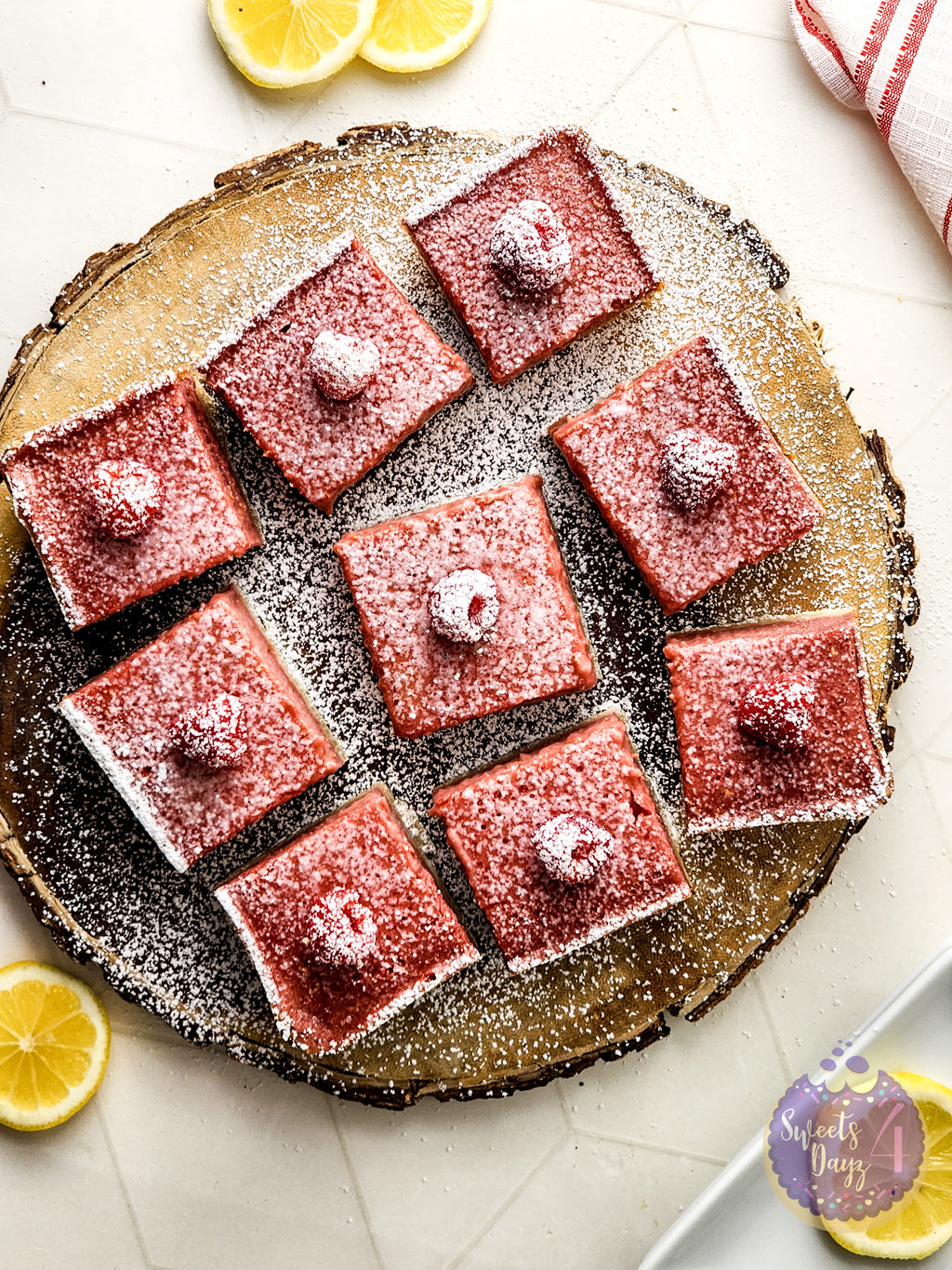Raspberry Lemon Bars on Rhombus
