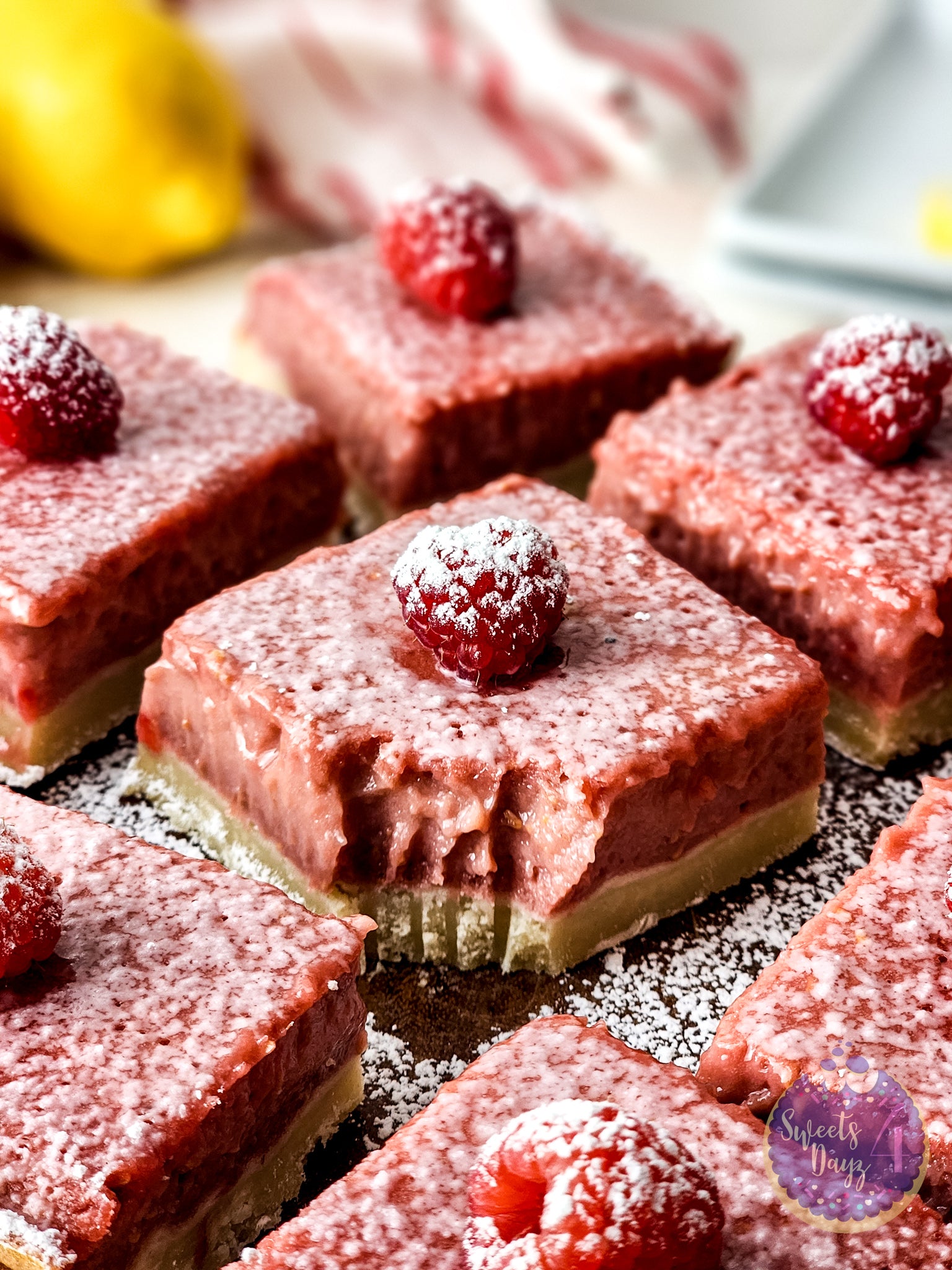 Raspberry Lemon Bars on Rhombus