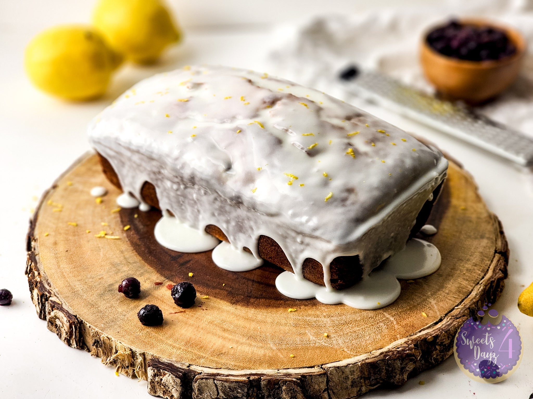 Lemon Blueberry Loaf on White