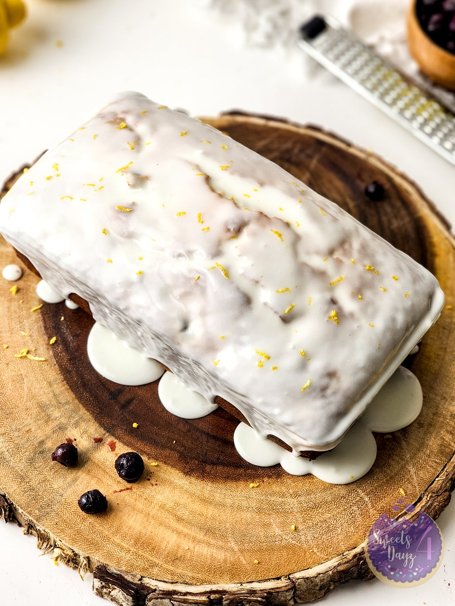 Lemon Blueberry Loaf on White