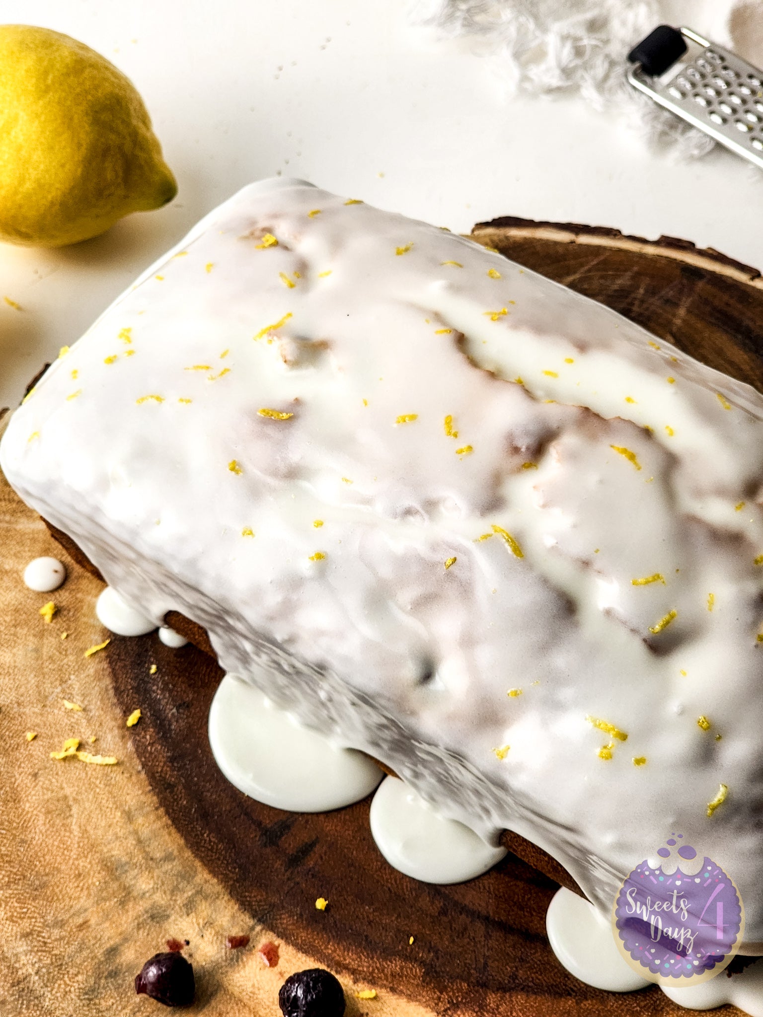 Lemon Blueberry Loaf on White