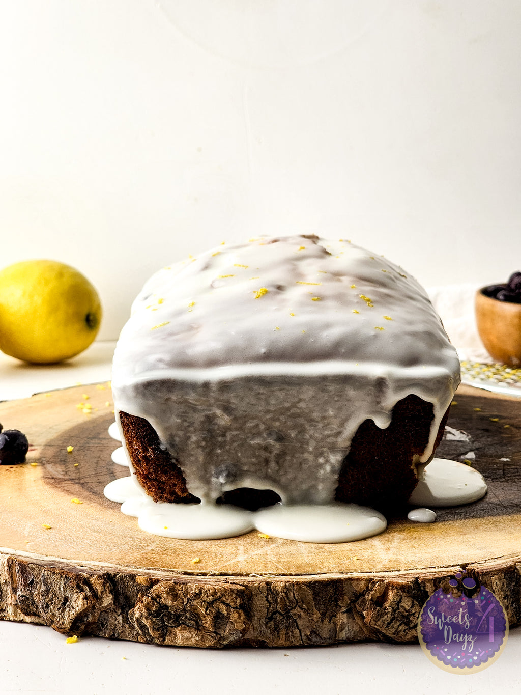 Lemon Blueberry Loaf on White